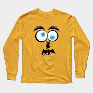 funny face mustache get scratching by cat Long Sleeve T-Shirt